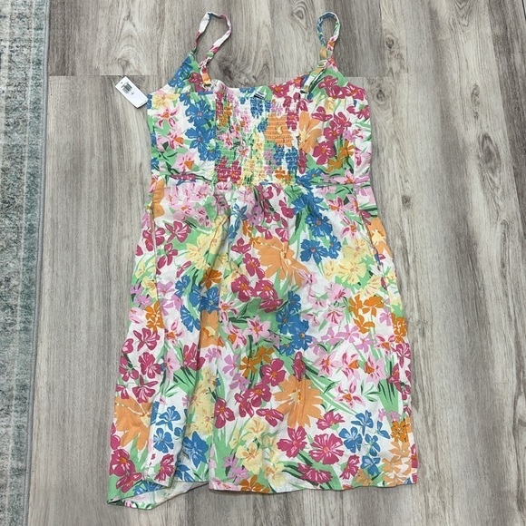 Old Navy Floral Multicolor  fit and flare linen  Sleeveless Dress large - Picture 8 of 8